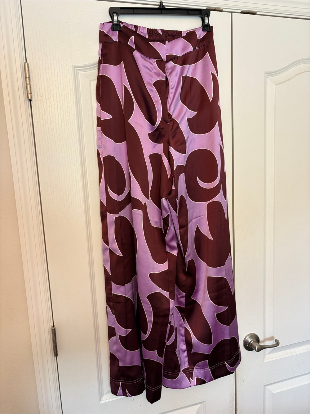 House of Harlow 1960 Lavender and Maroon Satin Swim Cover Pants